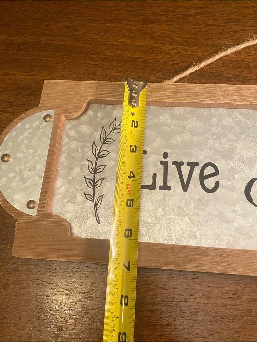 Live Simply - Metal & Wood Hanging Sign Rustic Inspirational Silver Brown 24x7